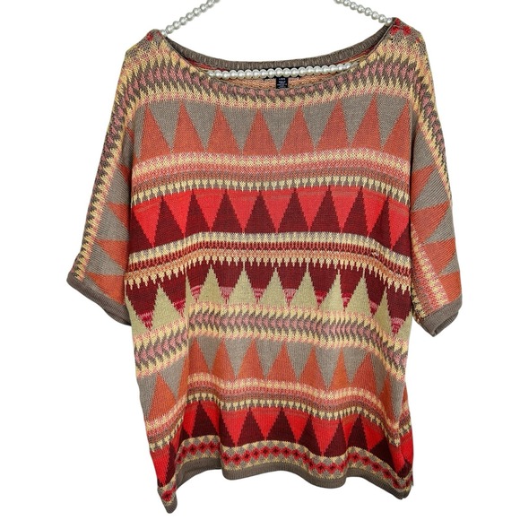 Chaps Ralph Lauren Sunset Southwestern Sweater Large Knit Geometric Country - Picture 1 of 10
